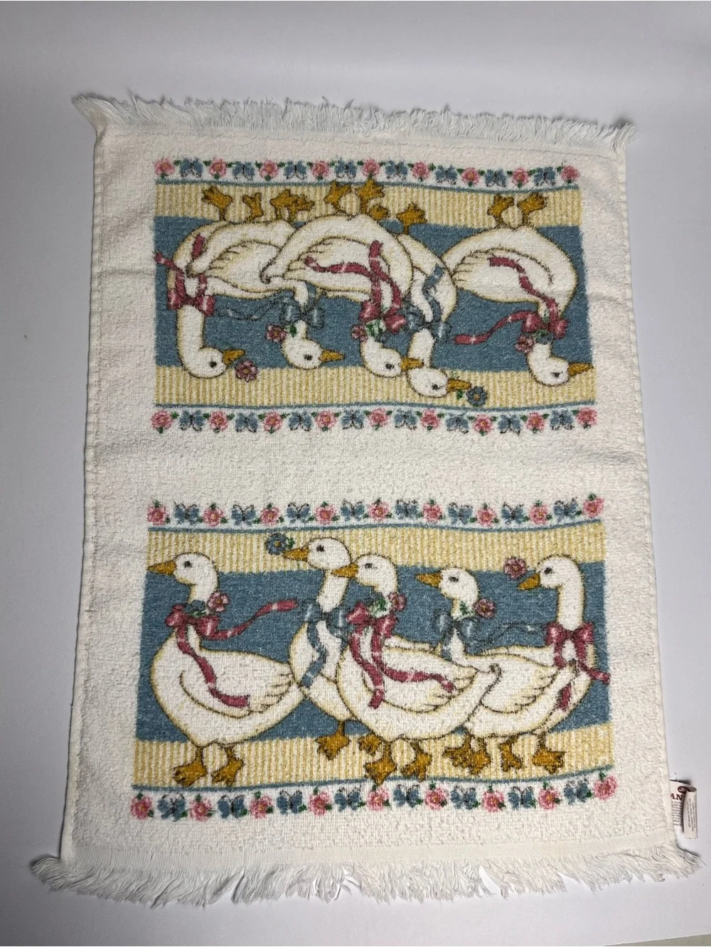 Lot of 3 VTG Cannon 80s Country Geese Goose Rag Towel Fringe READ Cottage Core - Picture 11 of 13